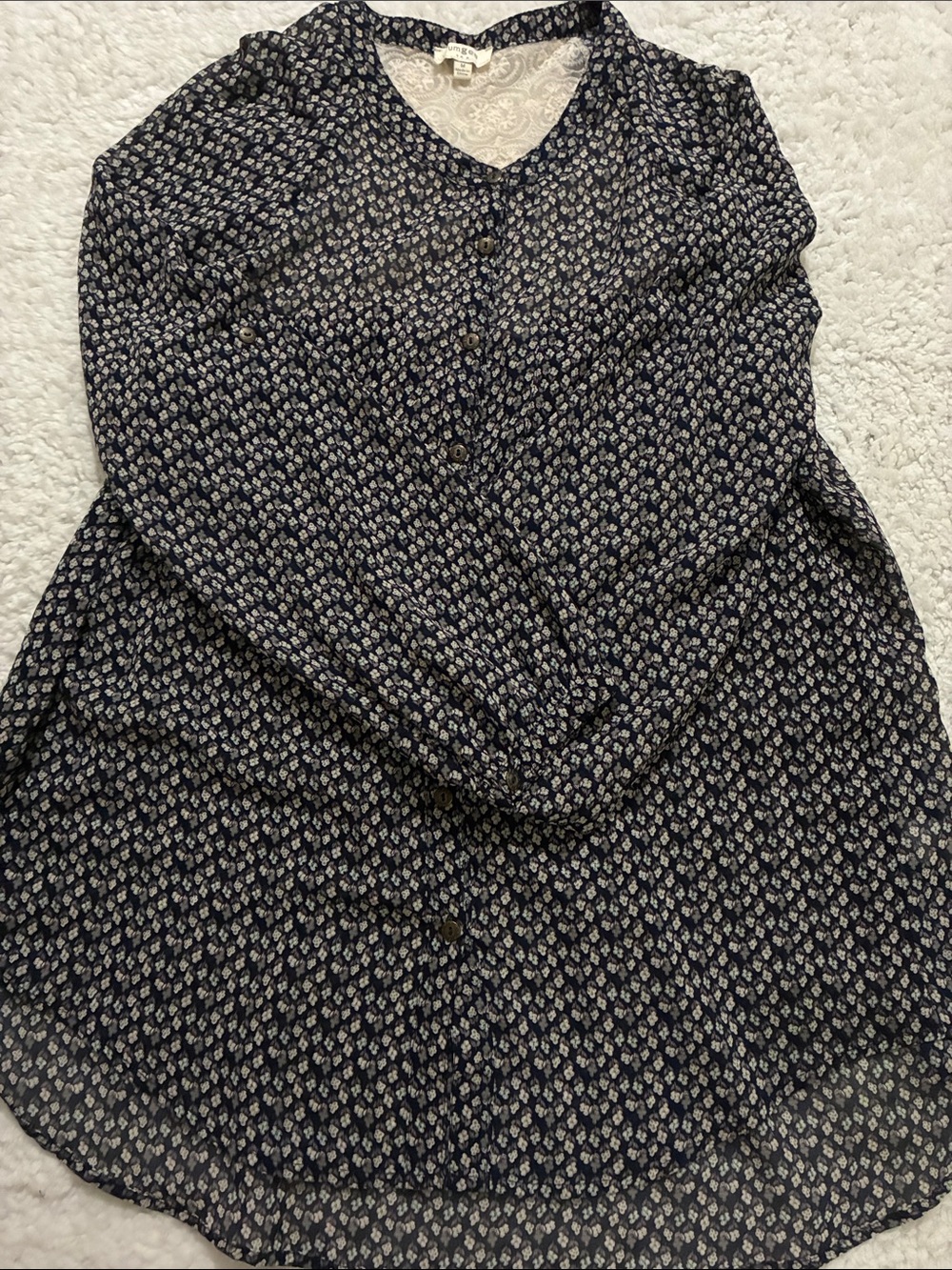 Umgee Black Floral Button-Front Blouse Size M
